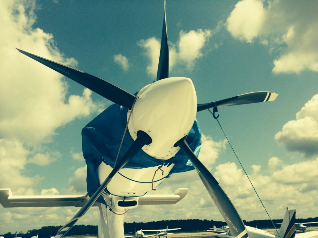 N71RJ's 550 HP PT6 waiting on ramp for a brake disks in 2013. All that power and no where to go!
